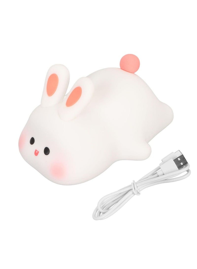 Kawaii Rabbit Night Light, Soft Silicone Night Light for Kids, USB Rechargeable Portable Night Lamp, Cute Room Decor for Baby Toddler