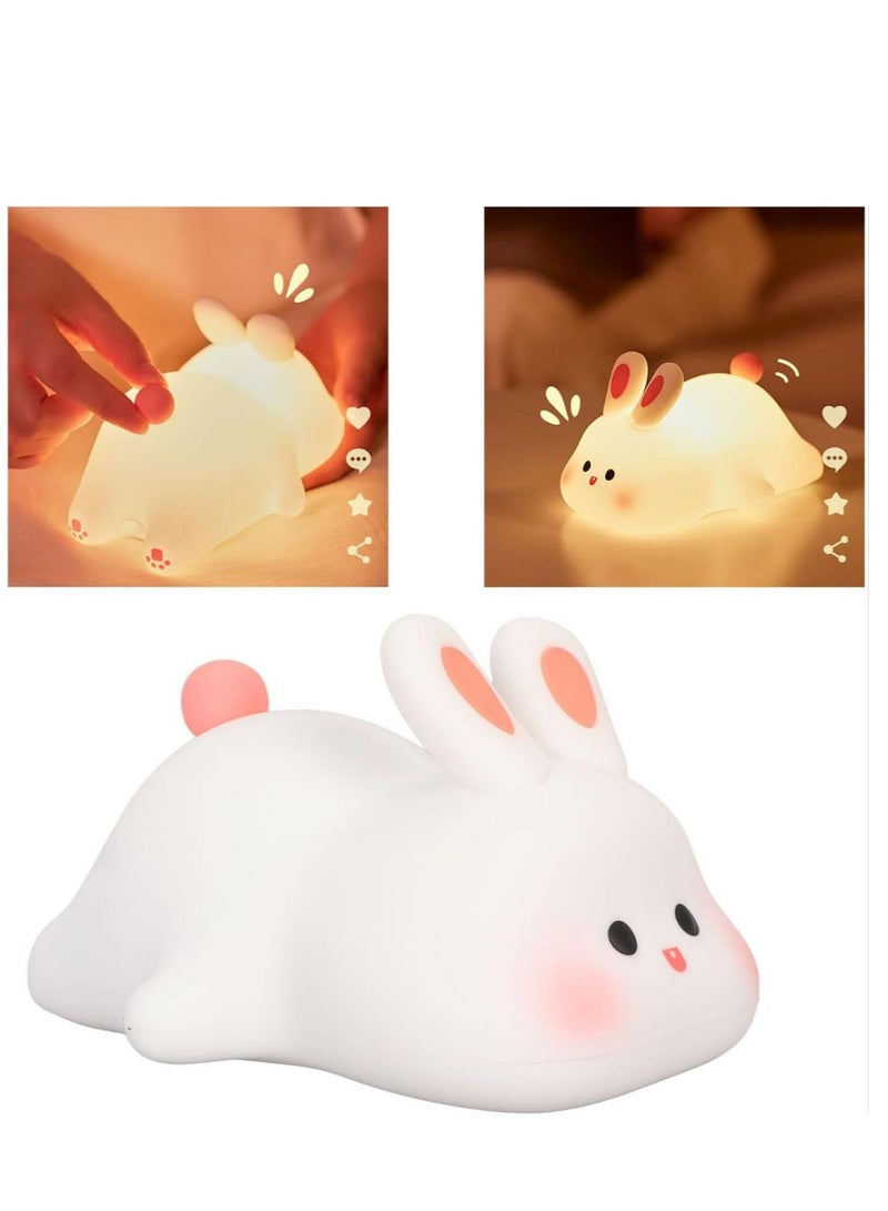 Kawaii Rabbit Night Light, Soft Silicone Night Light for Kids, USB Rechargeable Portable Night Lamp, Cute Room Decor for Baby Toddler