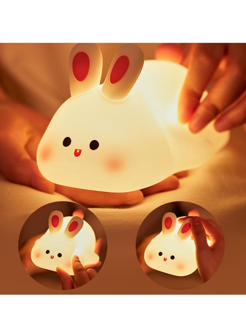 Kawaii Rabbit Night Light, Soft Silicone Night Light for Kids, USB Rechargeable Portable Night Lamp, Cute Room Decor for Baby Toddler