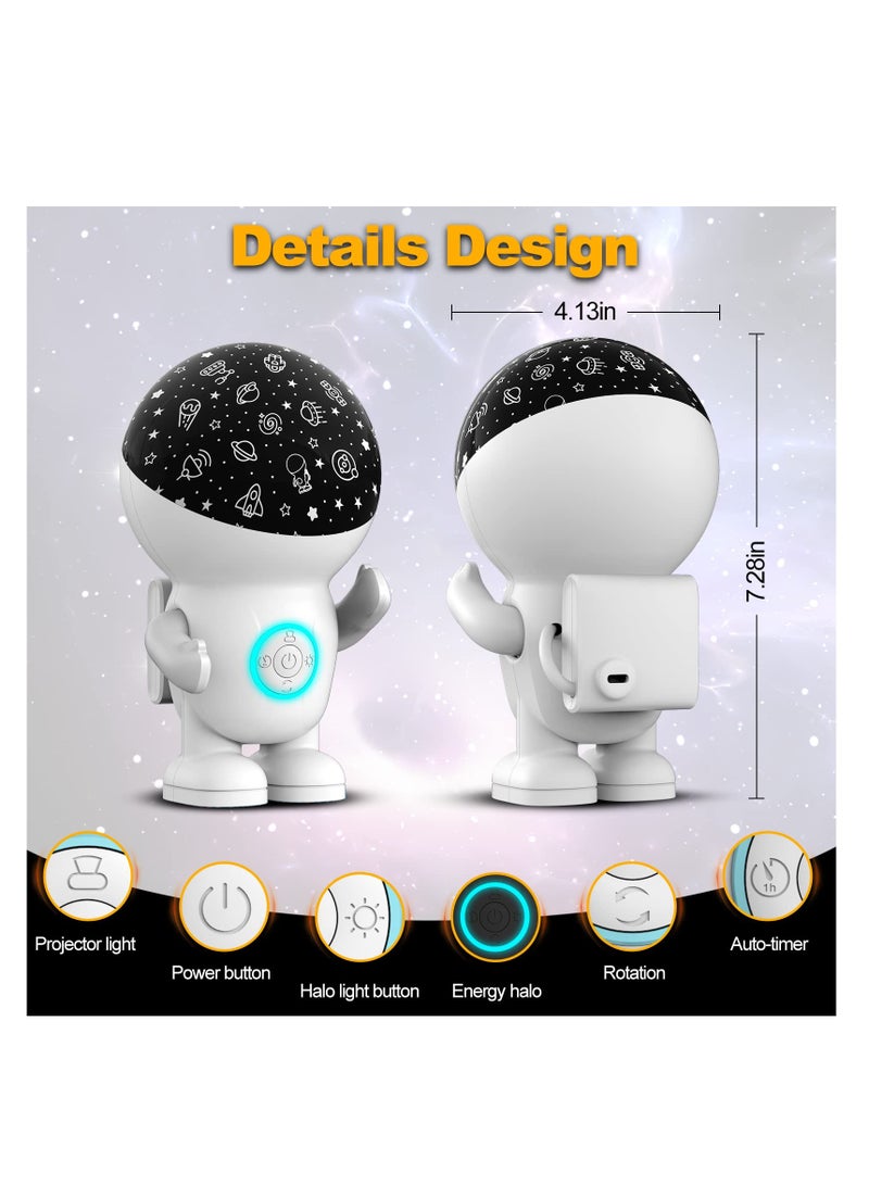 Galaxy Star Projector Night Light for Kids with 360 Degree Rotation and Timer 8 Color Changing Astronaut Design Perfect Birthday Gift for Boys and Girls