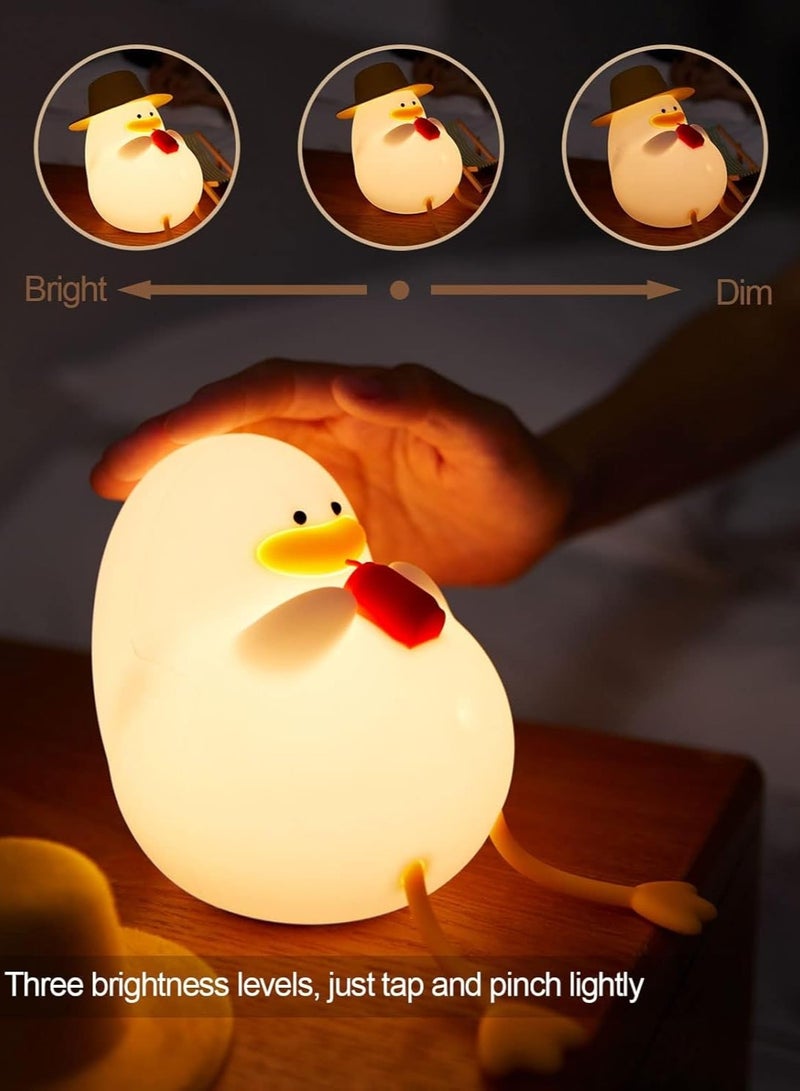 Night Light for Kids - Happy Duck Premium Silicone Lamps, Cute and Dimmable Nightlight for Soothing Bedtime Ambience