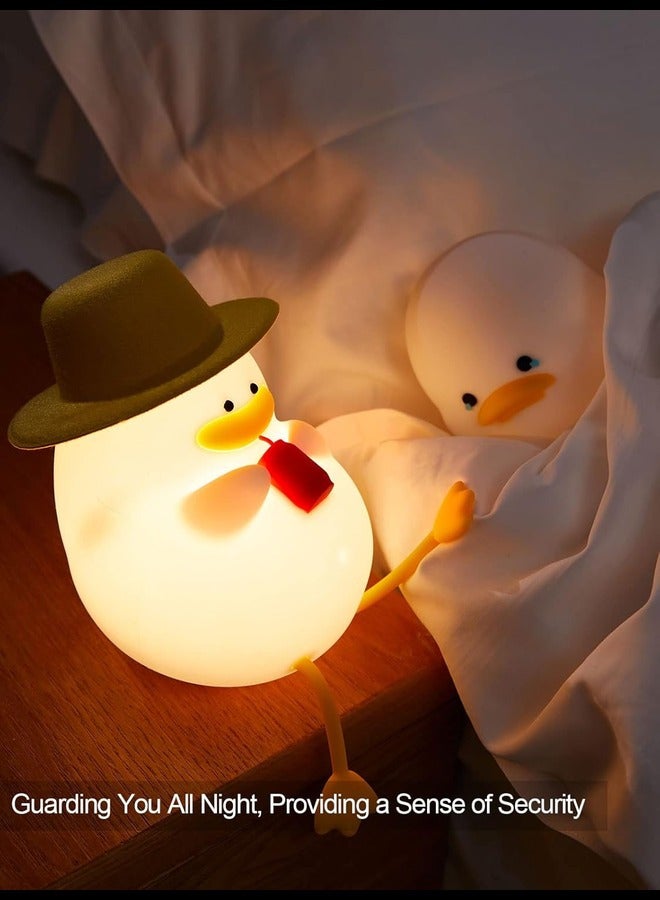 Night Light for Kids - Happy Duck Premium Silicone Lamps, Cute and Dimmable Nightlight for Soothing Bedtime Ambience