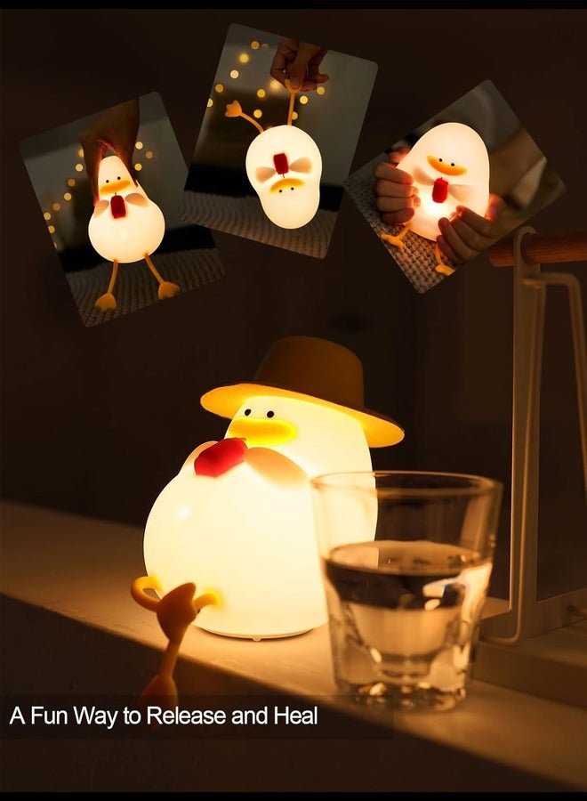 Night Light for Kids - Happy Duck Premium Silicone Lamps, Cute and Dimmable Nightlight for Soothing Bedtime Ambience