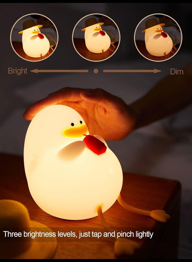 Night Light for Kids - Happy Duck Premium Silicone Lamps, Cute and Dimmable Nightlight for Soothing Bedtime Ambience