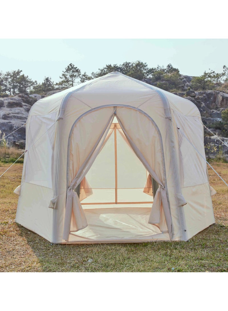Toby's New Inflatable-03 Camping Tent with Pump 4-6 Person Glamping Tents Easy Setup 4 Season Waterproof Windproof Outdoor Oxford Tent