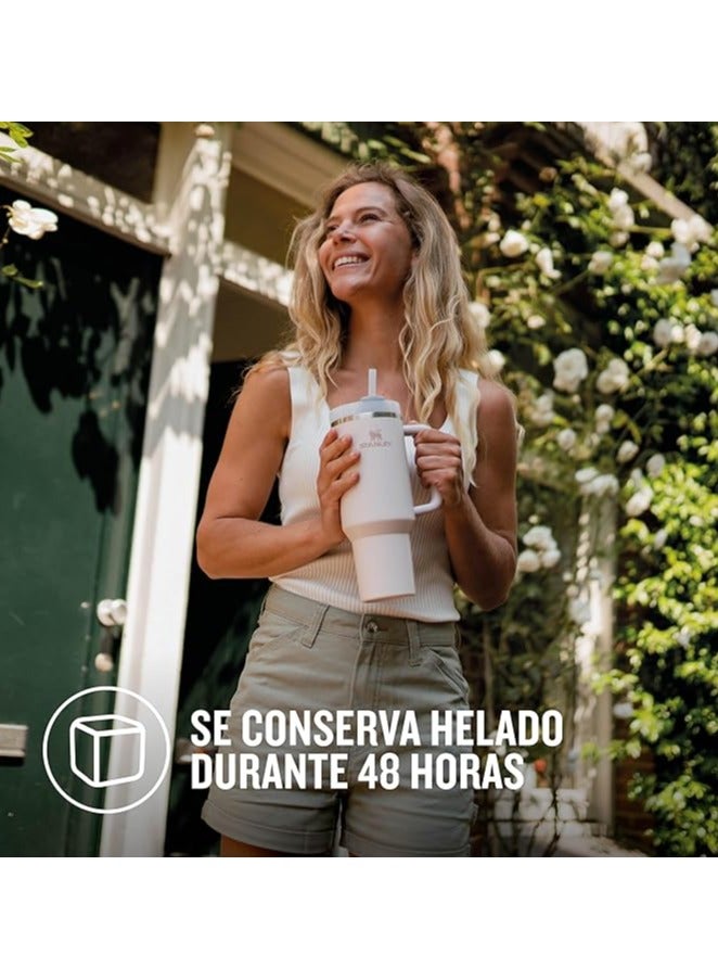 H2.0 Flow State Stainless Steel Tumbler with Handle and Straw Lid Insulated Reusable Cup for Water, Coffee, Smoothies & More, Travel Mug, Cupholder Friendly