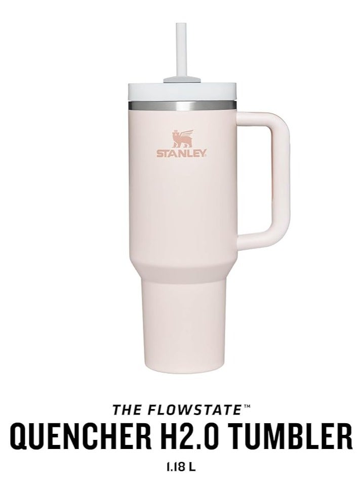 H2.0 Flow State Stainless Steel Tumbler with Handle and Straw Lid Insulated Reusable Cup for Water, Coffee, Smoothies & More, Travel Mug, Cupholder Friendly