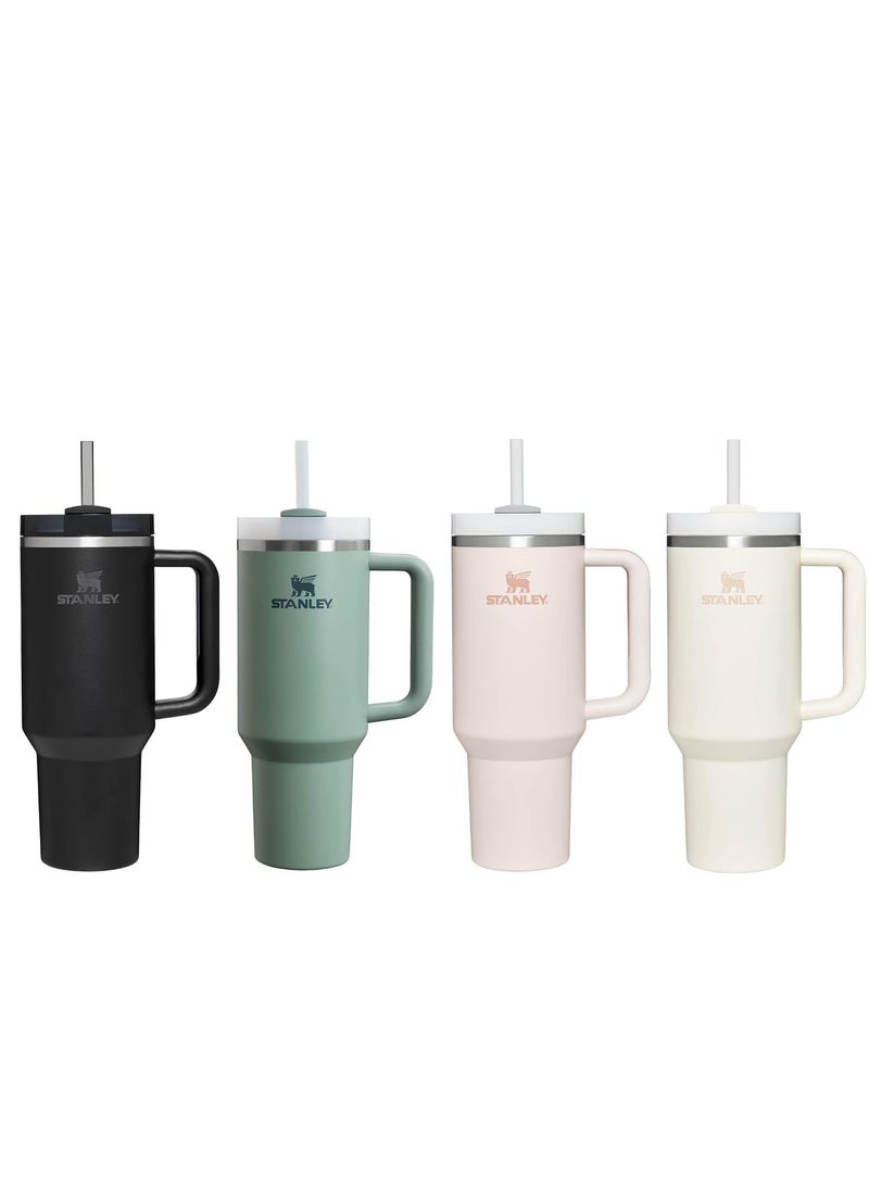 H2.0 Flow State Stainless Steel Tumbler with Handle and Straw Lid Insulated Reusable Cup for Water, Coffee, Smoothies & More, Travel Mug, Cupholder Friendly