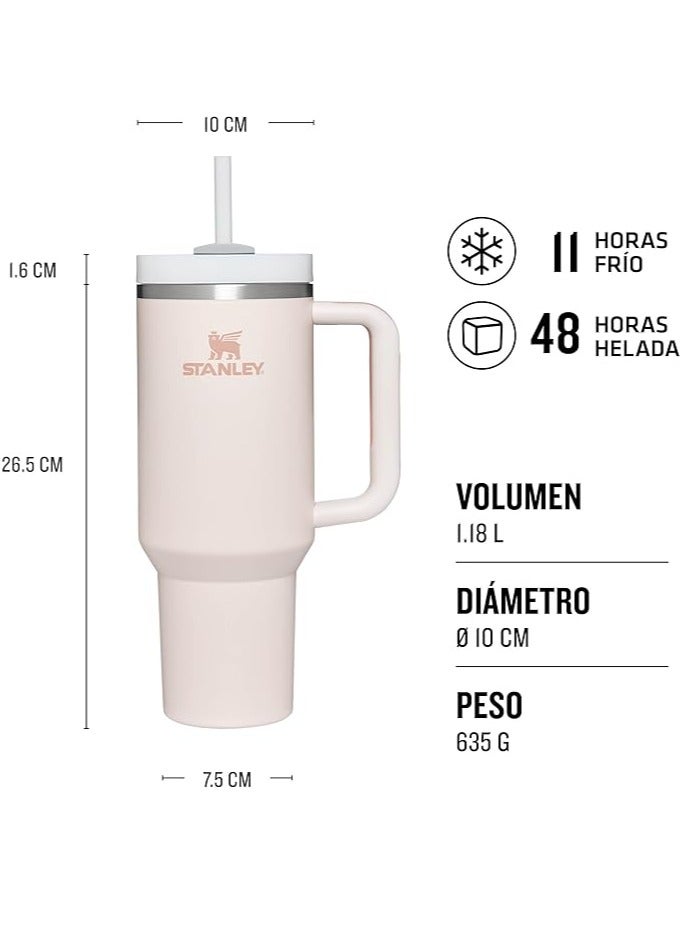 H2.0 Flow State Stainless Steel Tumbler with Handle and Straw Lid Insulated Reusable Cup for Water, Coffee, Smoothies & More, Travel Mug, Cupholder Friendly