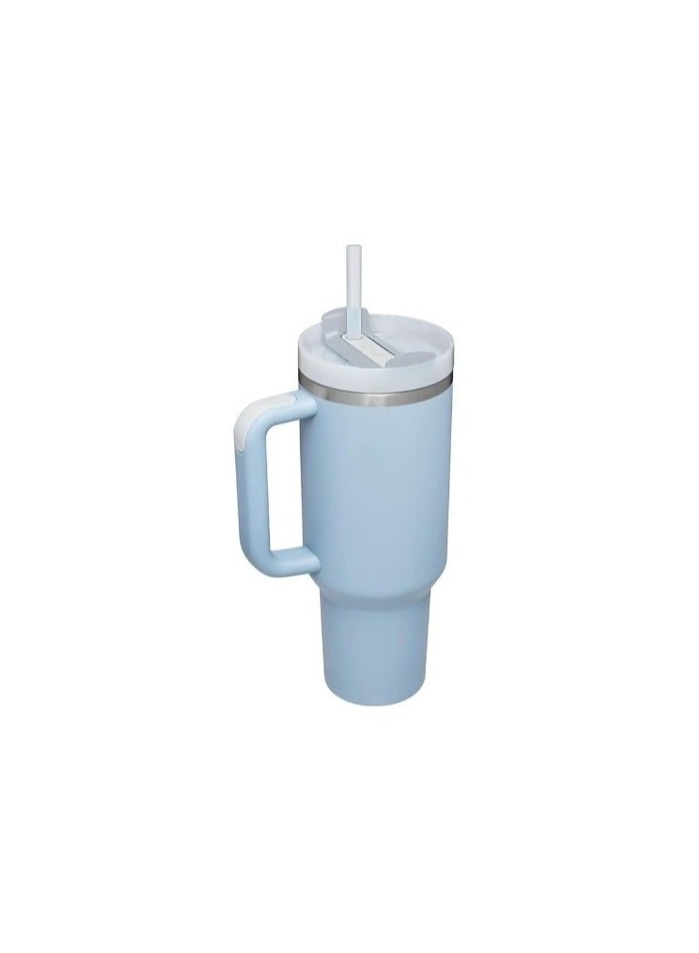 Stanley Vacuum Insulated Coffee Mug,Insulated Mug with Handle and Straw Lid,In-car Mug,Blue 40 Oz