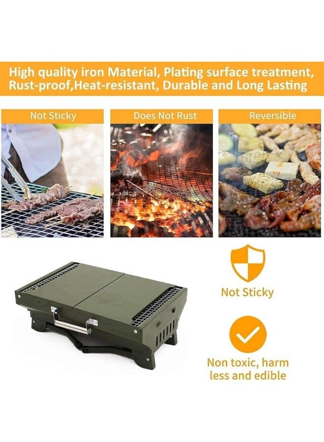 Foldable Camping Barbecue Grill for Family Home Outdoor Heavy Duty Folding Charcoal Barbecue Cooking Grill Picnic Accessories