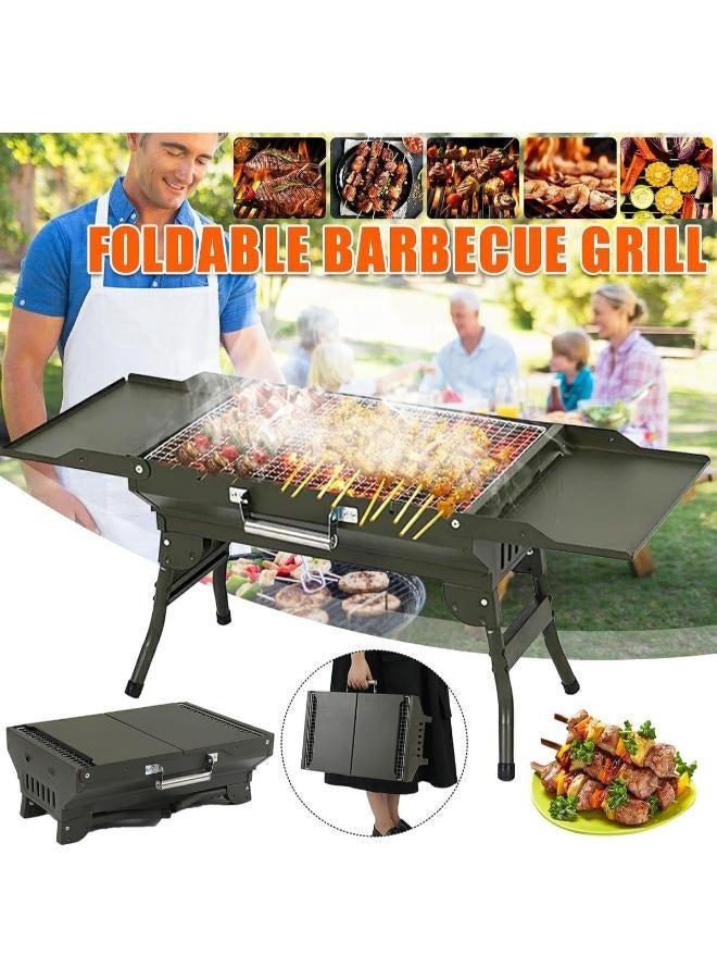 Foldable Camping Barbecue Grill for Family Home Outdoor Heavy Duty Folding Charcoal Barbecue Cooking Grill Picnic Accessories