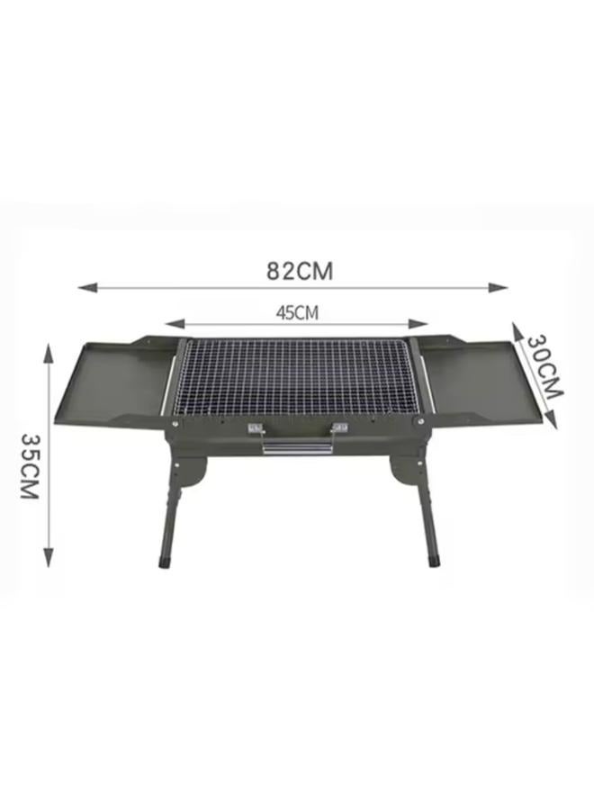 Outdoor BBQ Portable Iron Charcoal BBQ Grill Non-Stick Surface Foldable Barbecue Grill for Family Home Outdoor Camping