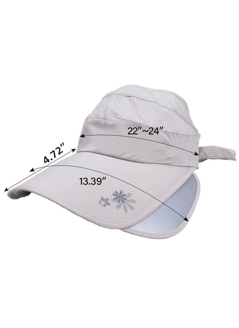 Wide Brim Visor Hat for Women, Golf Visor Cap Sun Protection Hat for Beach Garden Tennis Running Sunshade Hat