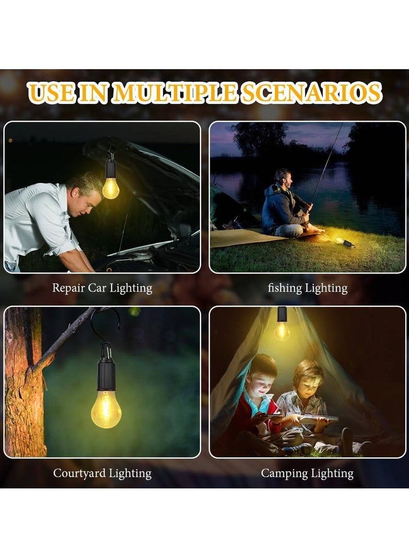 Camping Lamp, LED Portable Tent Lamp, 3 Brightness Levels, Dimmable, Rechargeable Searchlight with Hook, Waterproof Emergency Light for Power Outage, Hiking, Emergency