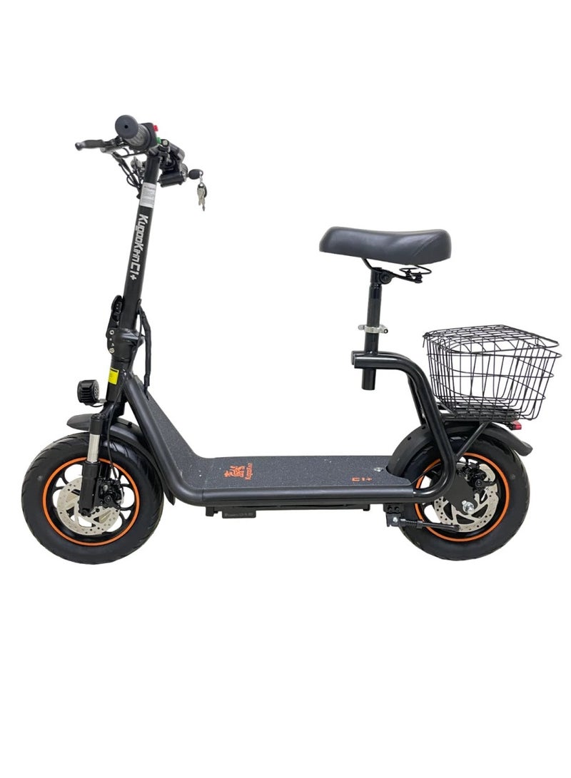 C1+ Electric Scooter: 500W Motor, 43KM/H Max Speed, 20-30KM Range, 150Kg Load Capacity, LED Light, 12-Inch Pneumatic Tires, IPX4 Waterproof, Detachable 48V 11Ah Battery