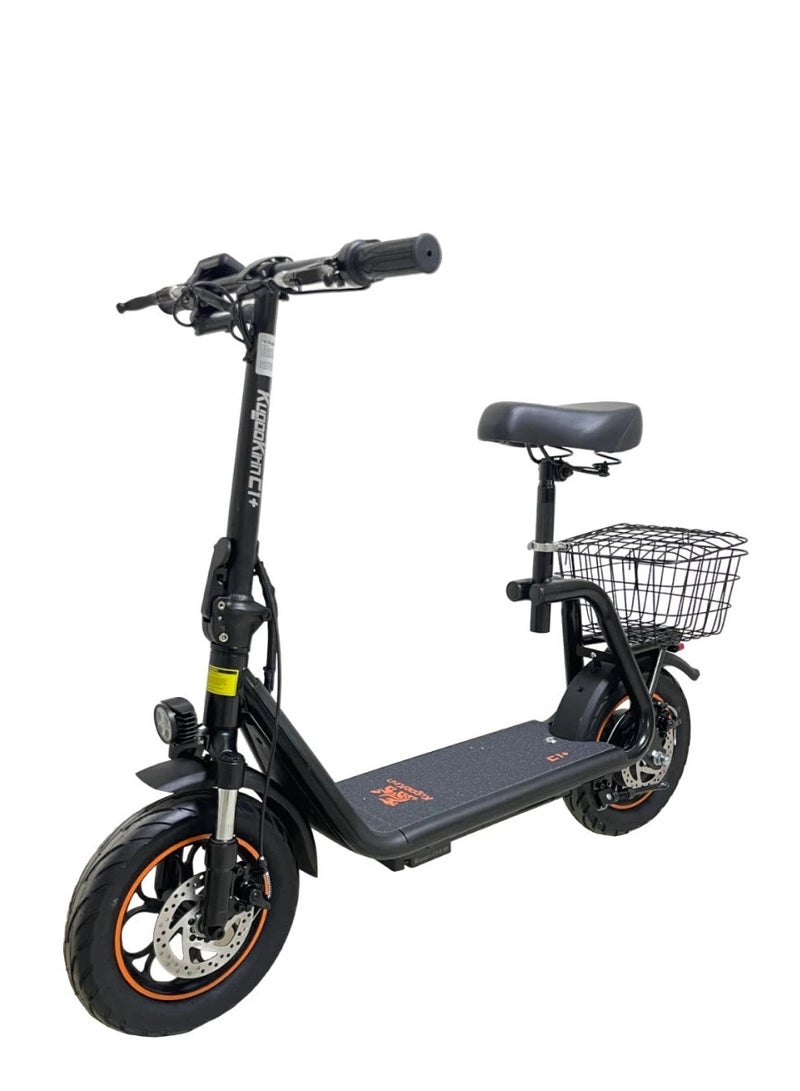 C1+ Electric Scooter: 500W Motor, 43KM/H Max Speed, 20-30KM Range, 150Kg Load Capacity, LED Light, 12-Inch Pneumatic Tires, IPX4 Waterproof, Detachable 48V 11Ah Battery