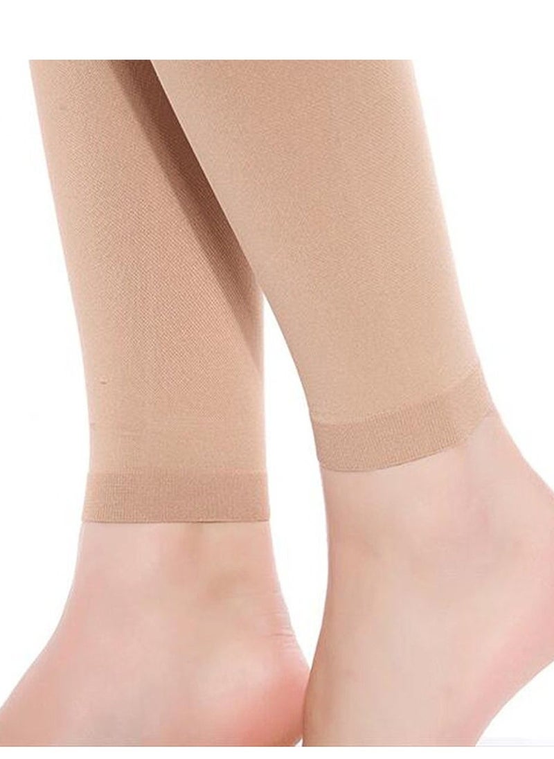 Compression Socks, Calf Compression Sleeve Women Footless Skin-Colored Calf Support Mid-Calf Health Stretch Socks for Men and Women Shin Splints Varicose Vein Recovery (1 Pair, 34-40mm)