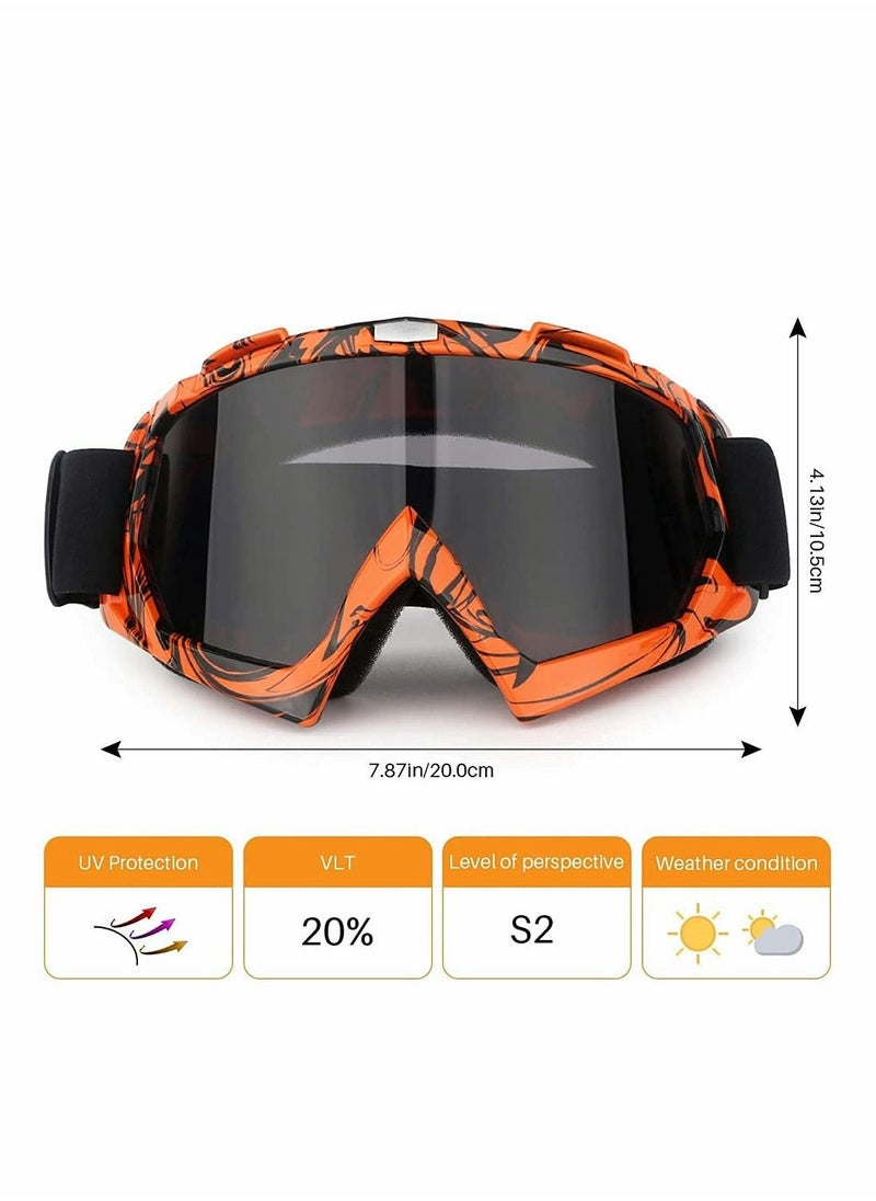 Motorcycle Goggles, ATV Dirt Bike Anti Scratch Motocross Protect Bendable Eyewear Off Road Dust proof Anti Fog Riding Goggles with Adjustable Strap for Adult Youth (Transparent Lens Type)