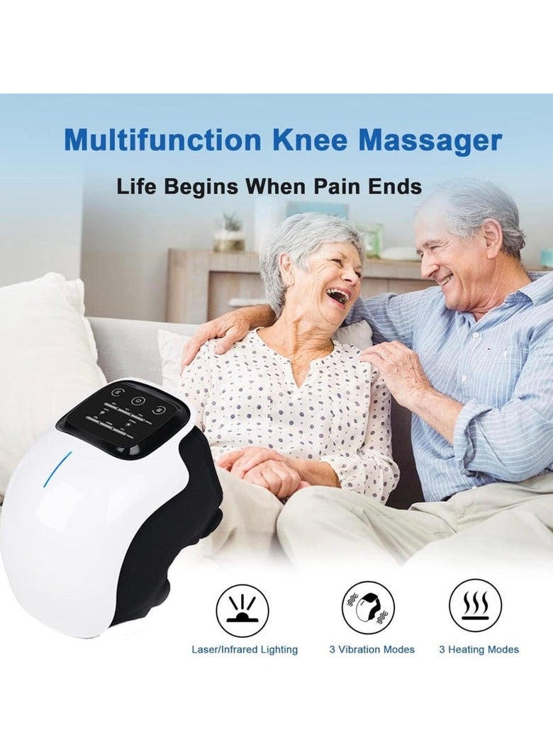 Knee Massager for Pain Relief, 3-in-1 Cordless Knee Massager with 3 Heat, Air Compression & Vibration, Relax Tight Muscles and Helps Joint Discomfort, Gifts for Friends and Family