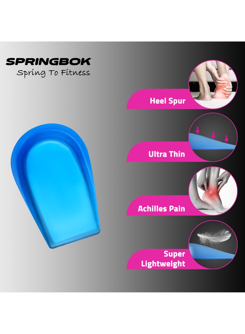 Springbok Heel Cups for for Women & Men, Gel Silicone Heel (1 Pair)