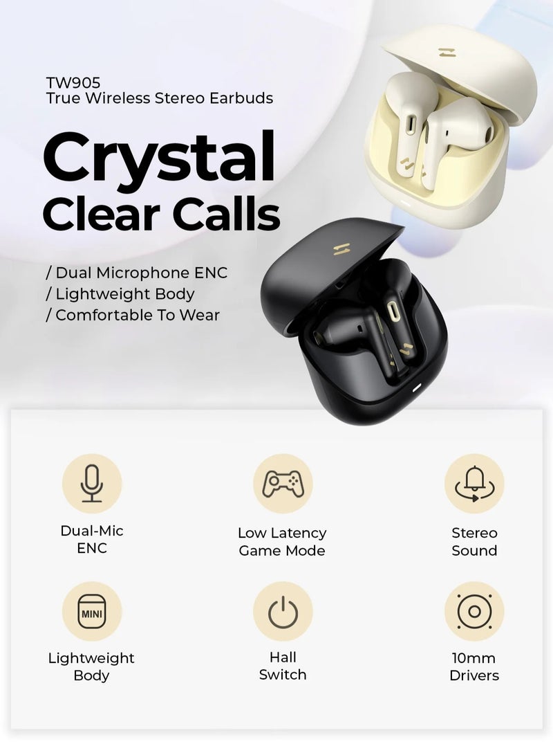 Premium TWS Earbuds with Smart Touch Control, Bluetooth 5.3, Low Latency 60ms Game Mode, Immersive Sound, Dual Microphone ENC for Clear Calls, Perfect for Gaming, Music, and Calls, Compatible with Laptop, iOS & Android Devices - Wireless Bluetooth Earphones- Beige