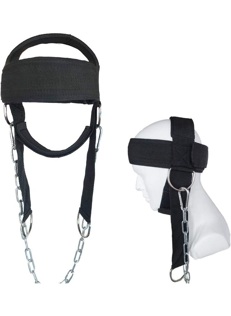 Head And Neck Trainer Head Exerciser Builder Support With Adjustable Neck Strap And Steel Chain For Weight Lifting Neck Strengthening And Resistance Training