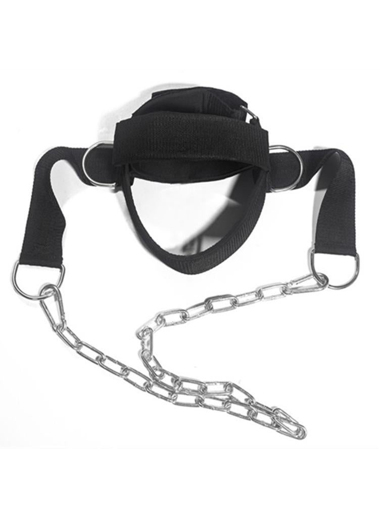 Head And Neck Trainer Head Exerciser Builder Support With Adjustable Neck Strap And Steel Chain For Weight Lifting Neck Strengthening And Resistance Training