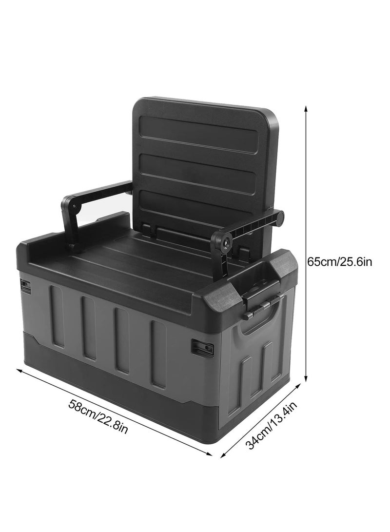 Trunk Organizer with Lid for Outdoor, 60L Seatable Camping Organizer with Waterproof Bag, Multifunctional Collapsible Camping Storage Box for Outdoor Picnic, Car, Clothes