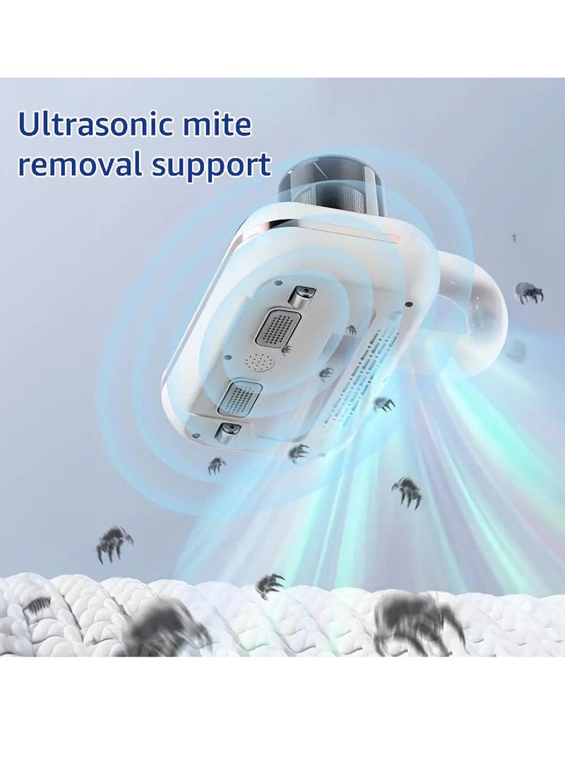 LIXES Bed Vacuum Cleaner - 5-in-1 Cordless Mattress Vacuum Cleaner, Powered by UV-C Light & ultrasonic Technology, 16Kpa Strong Suction,Low Noise,Suitable for dust, pet Hair, etc.