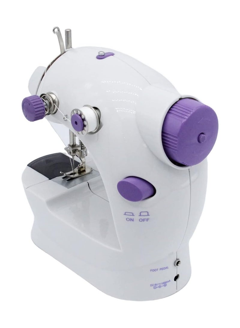 Mini Sewing Machine, Two-Speed Portable Sewing Machine with Thread Box and Extension Table  Beginner-Friendly Sewing Kit with Light, Perfect for Kids and Home Use  Compact and Lightweight - Purple