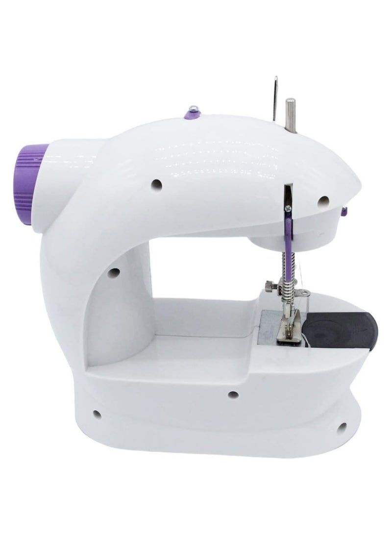 Mini Sewing Machine, Two-Speed Portable Sewing Machine with Thread Box, Extension Table & LED Light, Compact Sewing Kit for Beginners & Kids, Easy to Use for Home Crafting, Purple