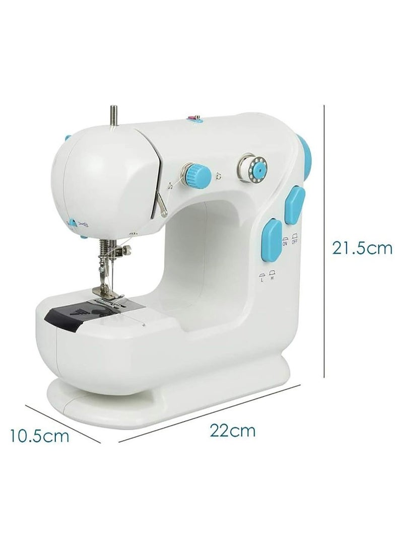 Mini Sewing Machine Household Electric Multifunctional Sewing Machine Portable Mini Sewing Machine with Expansion Table Easy to Use (Color: White)