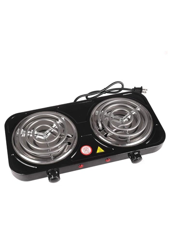 Portable Electric Double Coil Burners - Countertop Hot Plate with Automatic Temperature Control for Home and Outdoor Cooking