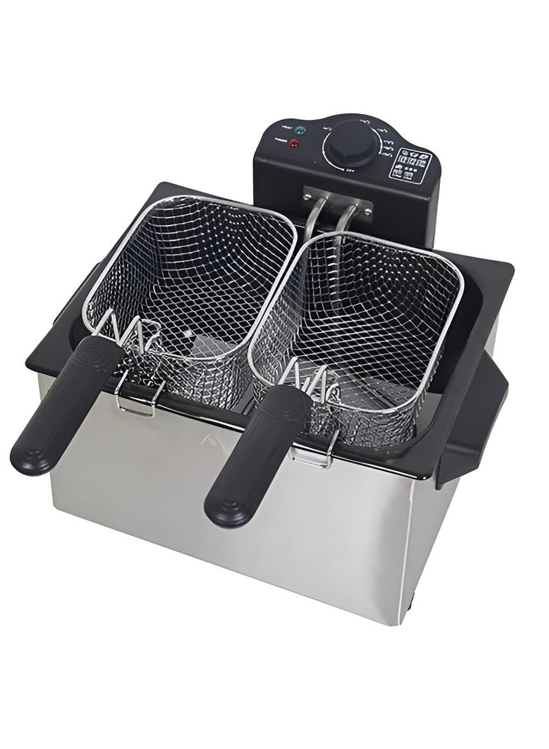 5L Deep Fryer Stainless Steel, Temperature Control with Viewing Window, Anti-Scalding Handle, Stainless Steel Lid, Large Capacity Electric Fryer for Home Kitchen and Business