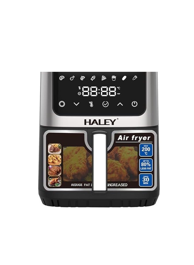Wtrtr HALEY Air Fryer 8L with Window, 2000W stainless steel air fryer oven led touch screen oilless, ptfe free, dishwasher safe,2 Years Warranty (8L)