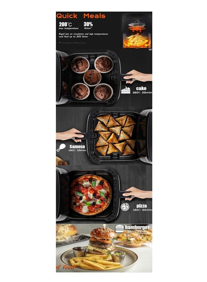 Wtrtr HALEY Air Fryer 8L with Window, 2000W stainless steel air fryer oven led touch screen oilless, ptfe free, dishwasher safe,2 Years Warranty (8L)