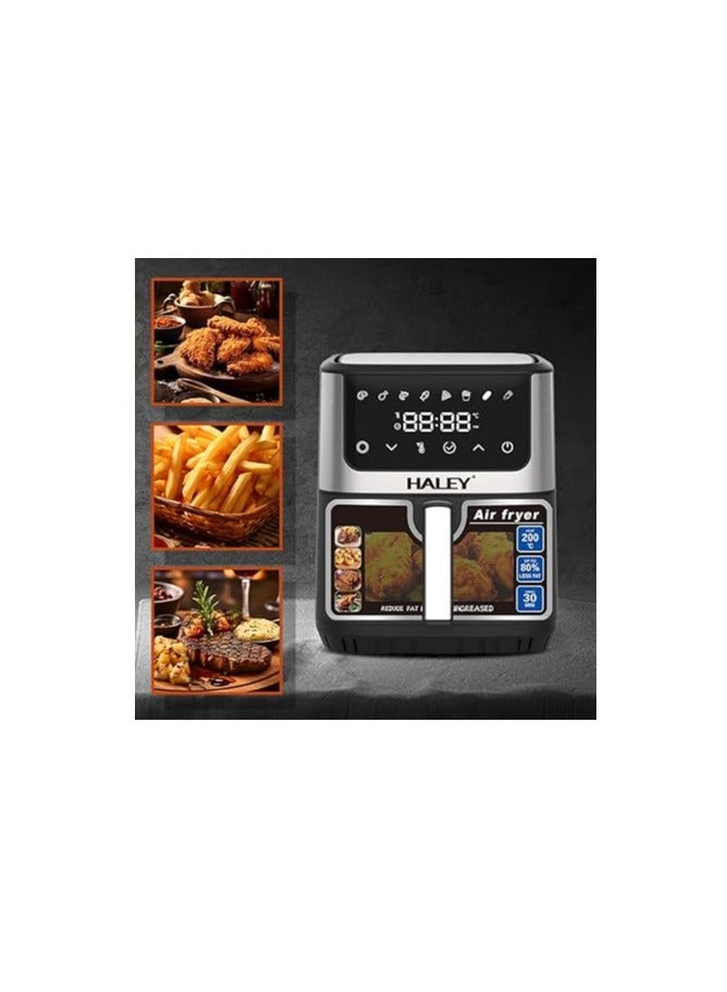 Wtrtr HALEY Air Fryer 8L with Window, 2000W stainless steel air fryer oven led touch screen oilless, ptfe free, dishwasher safe,2 Years Warranty (8L)