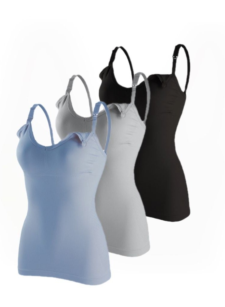 Pregnant Women's Breastfeeding Vests Without Underwire,Large Size, Front Button 3-Pack