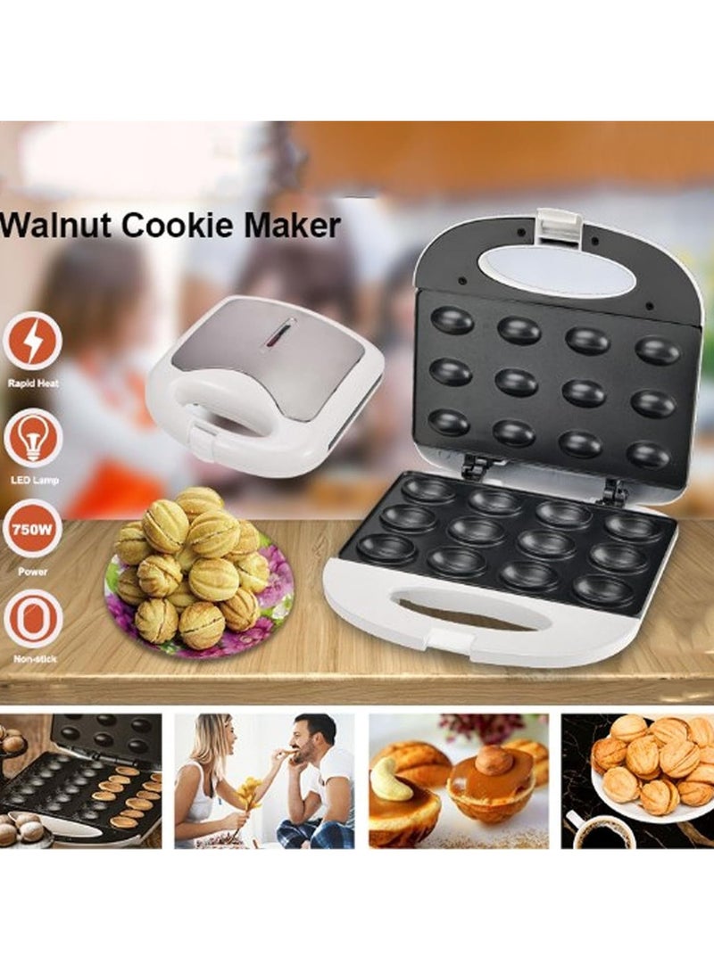 Walnut Cookie Maker, 750W Electric Walnut Cookie Maker Oreshnitsa Maker, Non Stick Nut Waffle Maker, Walnut Cookie Maker for Breakfast, 12pcs Capacity