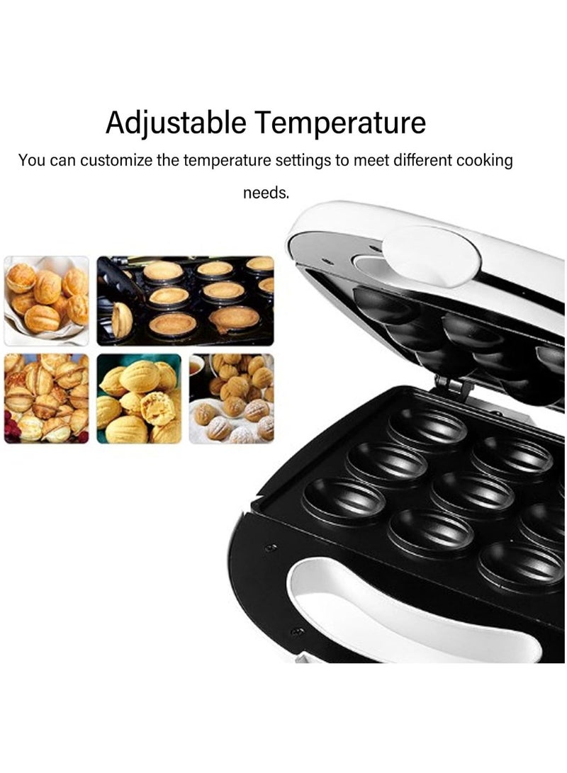 Walnut Cookie Maker, 750W Electric Walnut Cookie Maker Oreshnitsa Maker, Non Stick Nut Waffle Maker, Walnut Cookie Maker for Breakfast, 12pcs Capacity