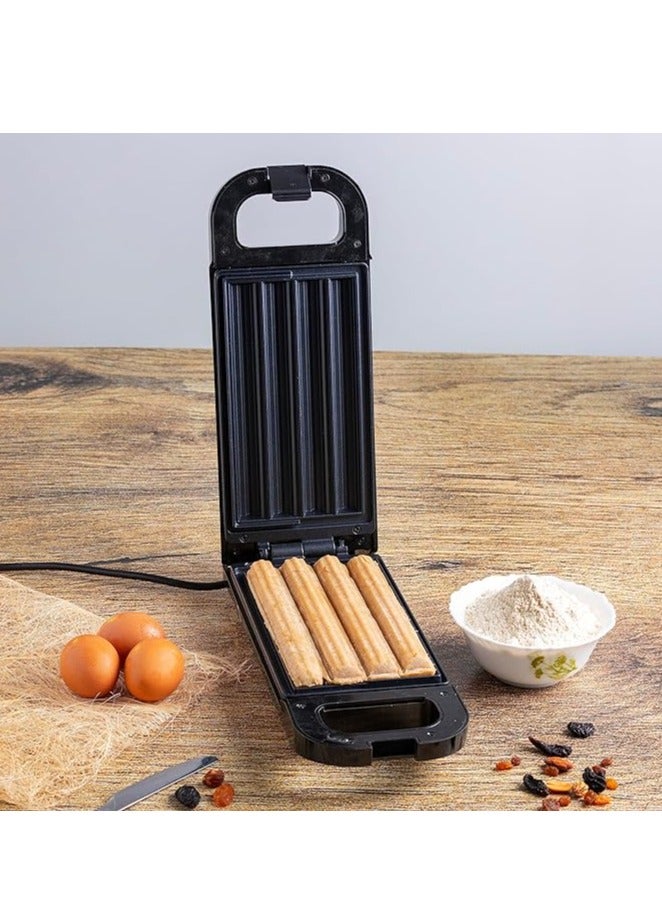 Churro's Maker Power & Ready Indicator Non-Stick Cooking Plate Easy to Clean 750W Freshly Bake 4 Churros at Time Cook Healthy & Oil-Free Churros 750.0 W GCM36540 Black.