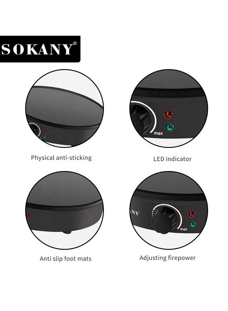 Sokany Pancake and Crepe Maker, 1000 Watt, Black- SK-BBQ-842