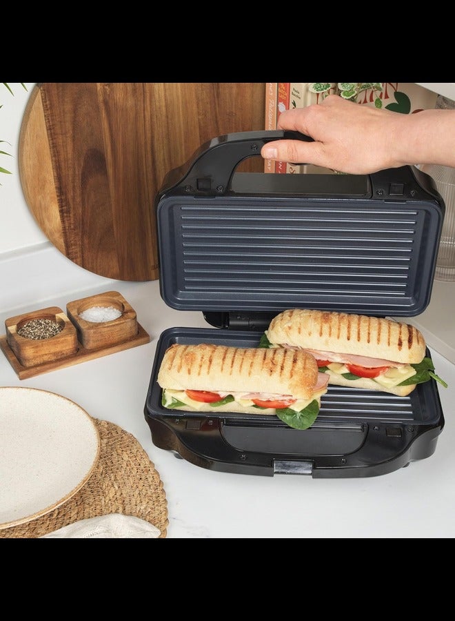 3-In-1 Snack Maker - Sandwich Toaster, Waffle Maker, Panini Press Grill, Includes Removable Extra Large Deep Fill Hot Plates, Non-Stick, 900W, Auto Temperature Control, Stay Cool Handle