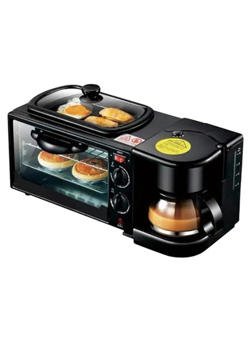 -in-1 Multifunctional Breakfast Maker: 1250W with Drip Coffee Machine, Oven, and Top Tray for Frying and Warming