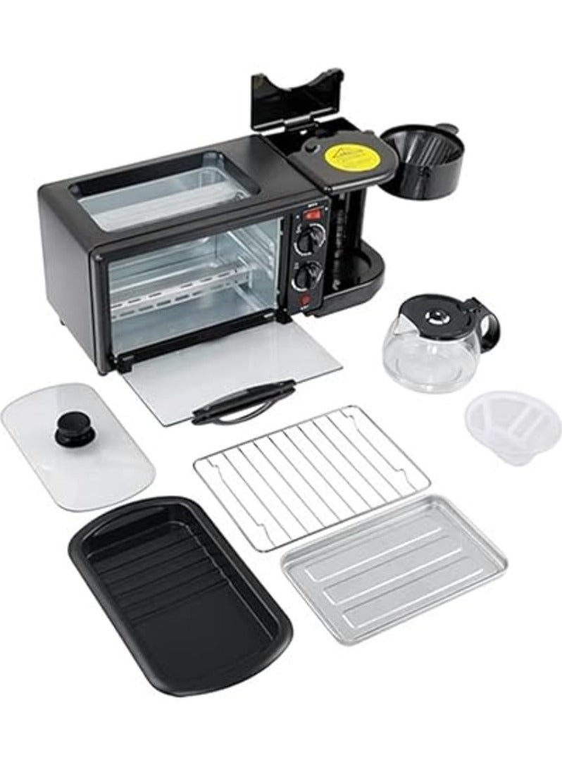 -in-1 Multifunctional Breakfast Maker: 1250W with Drip Coffee Machine, Oven, and Top Tray for Frying and Warming