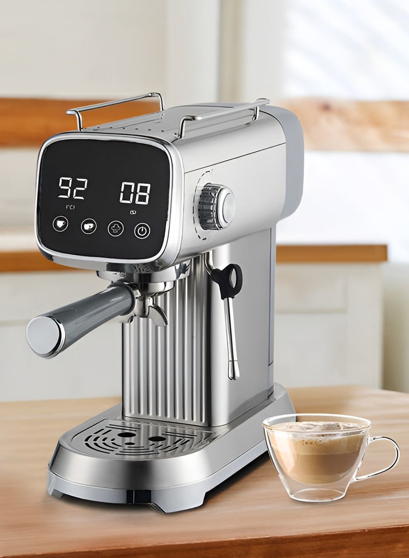 Stainless Steel Italian Espresso Coffee Maker with Milk Frother Steam Wand Compact Espresso Machine for Latte, Macchiato, and Espresso, High Performance Coffee Brewer for Home and Office