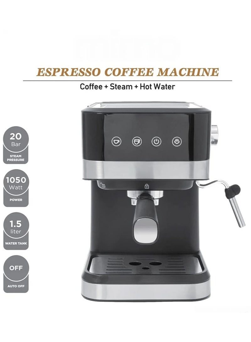 Espresso Coffee Maker with Milk Frother, 20 Bar Pressure, 1050W, 1.5L Water Tank, Professional Cappuccino Machine for Home, Latte, and Coffee Brewing