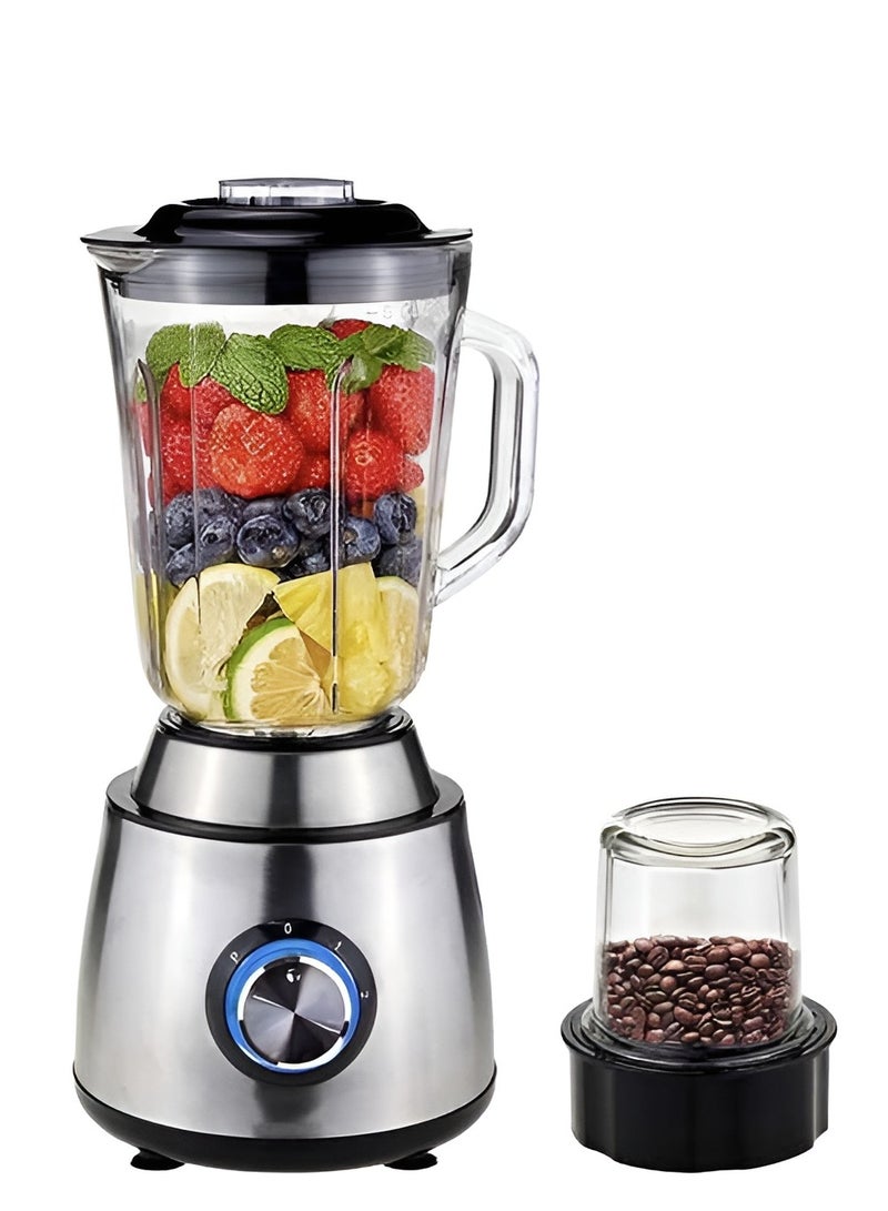 2 in 1 Coffee Grinder & Juicer Blender, 800W Stainless Steel, 1500ml Capacity, High-Power Multifunctional Blender for Grinding Coffee Beans, Juicing Fruits and Vegetables