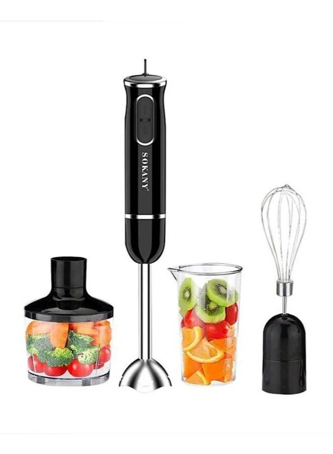 4-in-1 Multifunction Hand Blender Food Processor Electric Chopper 400W SK-1721-4 Black